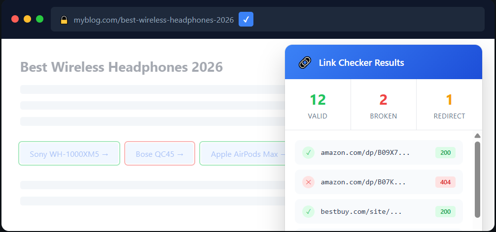 Browser extension checking affiliate links